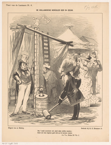 Cartoon with comparison between head-of-jut and Dutch politics, Jan Holswilder, 1886 Canvas Print