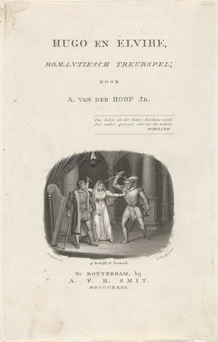 Elvire prevents Valeros from killing Hugo, Walraad Nieuwhoff, 1831 Canvas Print