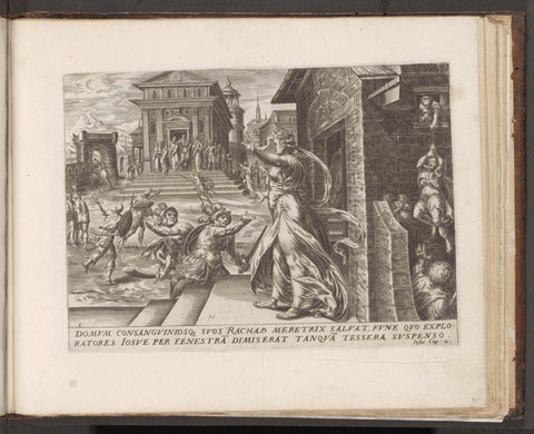 Rahab lets the spies escape through the window, Harmen Jansz Muller, 1579 Canvas Print