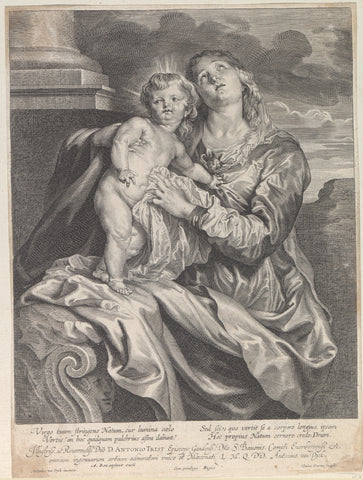 Maria with child, Paulus Pontius, 1613 - 1658 Canvas Print