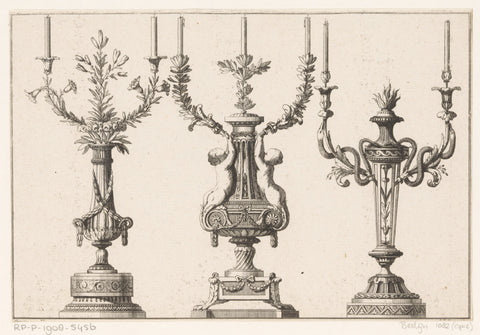 Candlesticks with putti and snakes, Johann Thomas Hauer, 1775 - 1820 Canvas Print