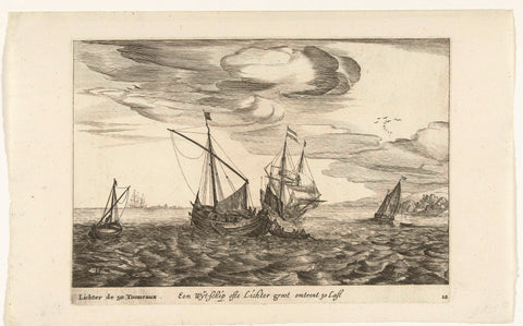 Wide ship or lighter, Robert de Baudous (possibly), 1740 - 1760 Canvas Print