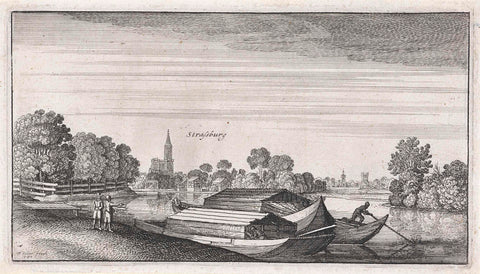 Landscape with view of Strasbourg, Wenceslaus Hollar, 1643 - 1644 Canvas Print