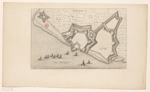 Fortress map of IJzendijke, anonymous, 1652 Canvas Print