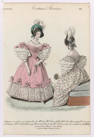 Journal des Dames et des Modes, Costumes Parisiens, 5 April 1835, (3261): Chapeau en velours (...), Jean Denis Nargeot, 1835 Canvas Print