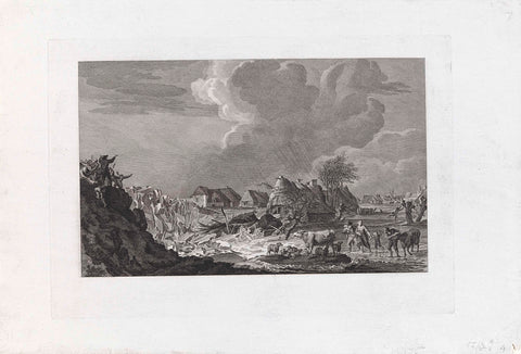 Dike breach at Millingen, 1799, Reinier Vinkeles (I), 1799 - 1800 Canvas Print