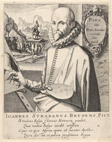 Portrait of Jan van der Straet, Simon Frisius, 1610 Canvas Print