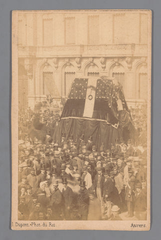 View of the funeral procession of the painter Henri Leys on 26 August 1869 in Antwerp, Joseph Dupont, 1869 Canvas Print