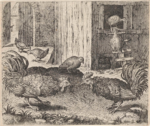 Fable of the Partridge and the Roosters, Aegidius Sadeler, 1608 Canvas Print