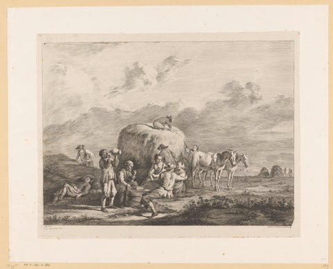 Resting mowers on a field, Jean Jacques de Boissieu, 1795 Canvas Print