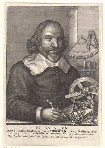 Portrait of Elias Allen, Wenceslaus Hollar, 1666 Canvas Print