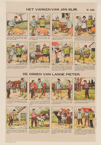 Het varken van jan Slim / De ossen van lange Pieter, Monogrammist G.J., 1894 - 1959 Canvas Print