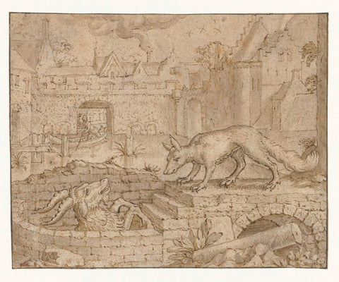 Fable of the Fox and the Goat, Marcus Gheeraerts, 1675 - 1700 Canvas Print