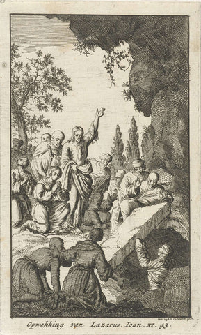 Revival of Lazarus, Jan Luyken, 1727 - 1729 Canvas Print