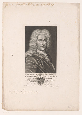 Portrait of Sigmund Jacob Apin, Georg Lichtensteger, 1727 Canvas Print