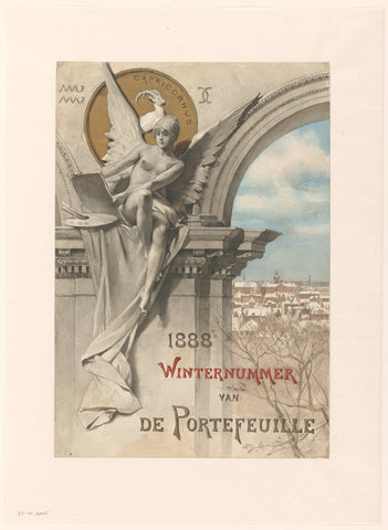 Design for the cover of the winter issue of De Portefeuille, 1888, Nicolaas van der Waay, 1888 Canvas Print