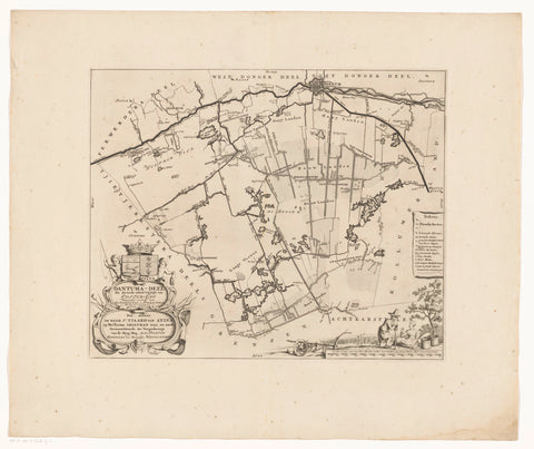 Map of the grietenij Dantumadeel, anonymous, 1718 Canvas Print