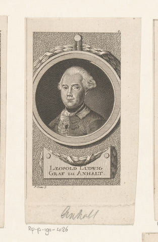 Portrait of Leopold Ludwig Graf von Anhalt, Peter Haas, 1764 - 1804 Canvas Print