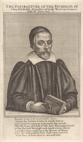 Portrait of Giovanni Diodati, Wenceslaus Hollar, 1643 Canvas Print