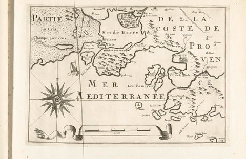 Map of the French south coast near Marseille, c. 1702, anonymous, 1702 - 1703 Canvas Print