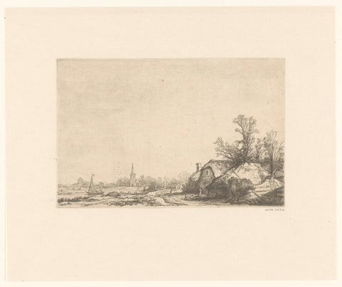 Cottage beside a canal with a view of Ouderkerk, François Vivares, 1719 - 1780 Canvas Print