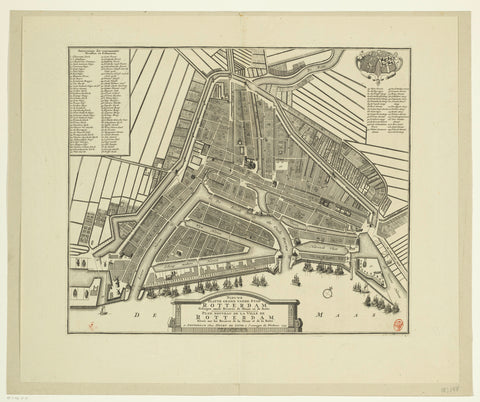 Map of Rotterdam, anonymous, Hendrik de Leth, 1733 Canvas Print