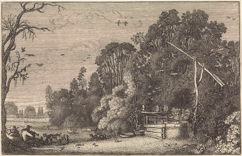 Tree landscape with a well, Jan van de Velde (II), 1616 Canvas Print