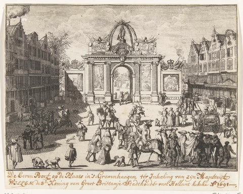 Honorary gate erected at the Place in The Hague, 1691, Laurens Scherm, 1691 Canvas Print