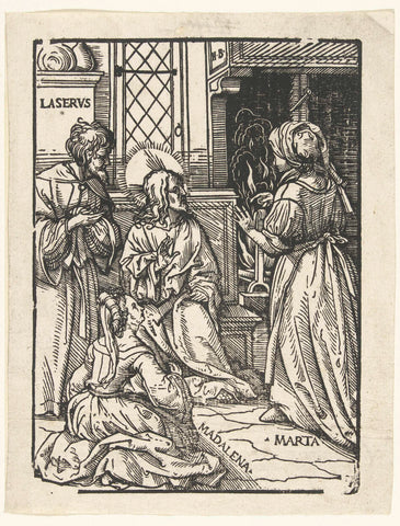 Christ in the house of Martha and Mary Magdalene and Lazarus, Hans Burgkmair (I), 1483 - 1510 Canvas Print