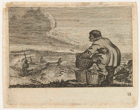 Dune landscape with a man with three baskets, Gillis van Scheyndel (I), 1645 Canvas Print