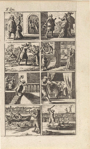 Story with depictions of murder and death penalty (F. 671.), Abraham Dircksz. Santvoort, 1667 Canvas Print