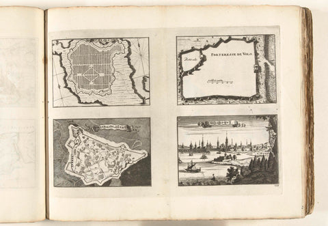 Maps and view of forts of Asso, Vólos, Zante and Negropont, ca. 1702, anonymous, 1702 - 1703 Canvas Print