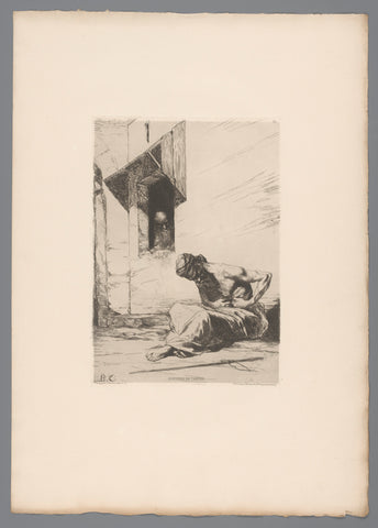 Sitting beggar in front of a house, Benjamin Constant (1845-1902), 1878 Canvas Print