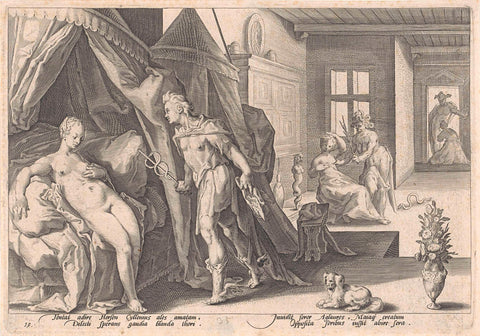 Mercury visits Herse, Hendrick Goltzius (workshop or), 1590 Canvas Print