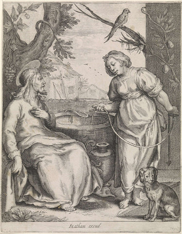 Christ and the Samaritan Woman, Jacob Matham (workshop of), 1600 - 1631 Canvas Print