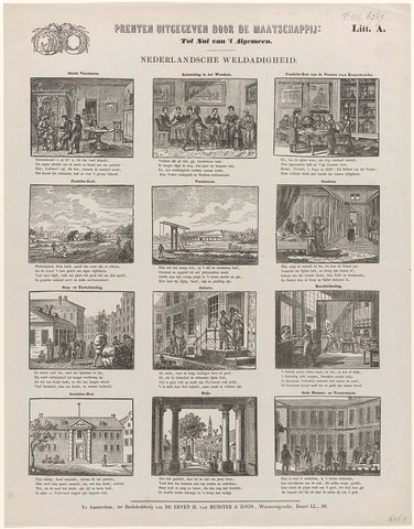 Prints published by de Maatschappij: Tot Nut van 't Algemeen. / Nederlandsche Weldadigheid, heiven Hendrik van Munster & Zoon, 1840 - 1899 Canvas Print