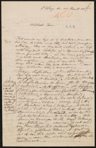 Letter to Christiaan Kramm, Joseph Hartogensis, 1857 Canvas Print