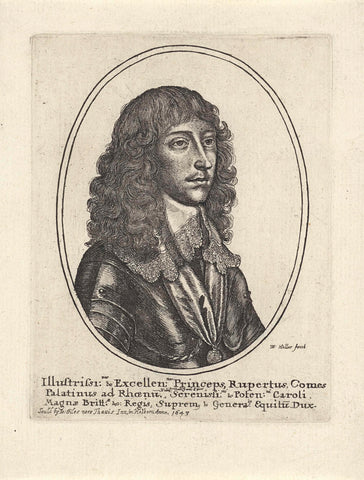 Portret van Prins Ruprecht van de Palts, Wenceslaus Hollar, 1643 Canvas Print