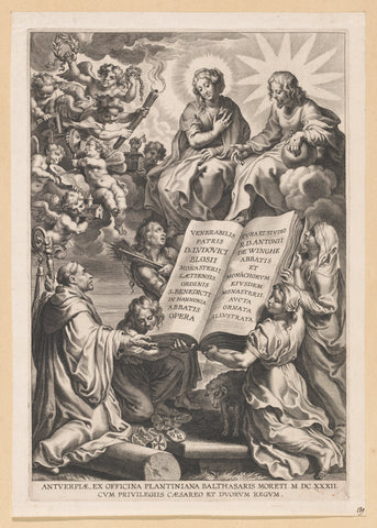 Ludovicus Blosius knielt voor Christus en Maria, Cornelis Galle (I), 1632 Canvas Print