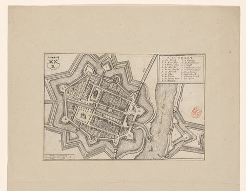 Map of Klundert, anonymous, 1649 - 1652 Canvas Print