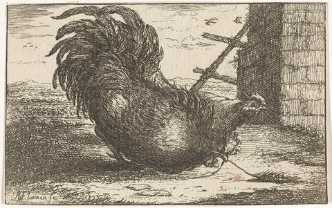 Rooster with corn neck, Albert Flamen, 1659 Canvas Print