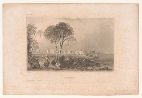 View of Batavia with figures in the foreground, W. Wallis, 1828 - 1874 Canvas Print