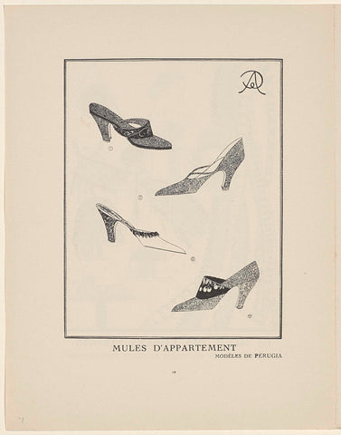 Gazette du Bon Ton, 1923 - No. 1 : p. IV: Advertentie damesschoenen: Mules d'appartement, modèles de Pérugia, anonymous, 1923 Canvas Print