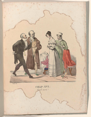 La Né d'une Modiste, 1828 : Chap. XVI: On la marie ?, Gottfried Engelmann, c. 1828 Canvas Print