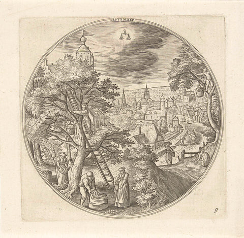 September, Adriaen Collaert, 1578 - 1582 Canvas Print