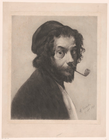 Self-portrait with pipe, Marcellin Gilbert Desboutin, 1898 Canvas Print