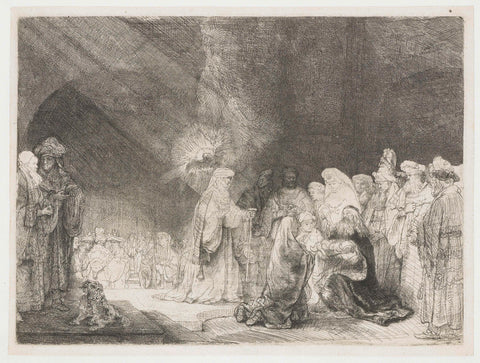 The presentation in the temple: oblong print, Rembrandt van Rijn, c. 1640 Canvas Print