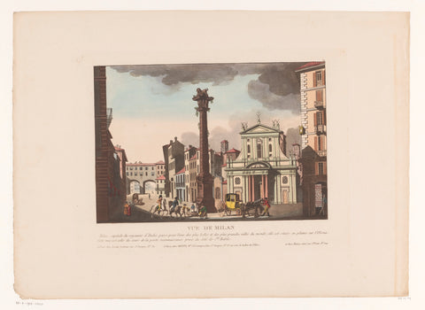 View of a square in Milan, Louis Lecoeur, 1812 - 1814 Canvas Print