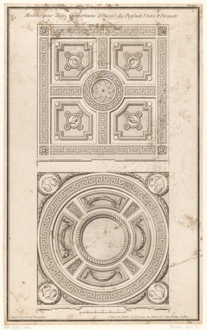 Plafonds met stervorm, guirlandes en medaillons, Jean François de Neufforge, 1763 Canvas Print