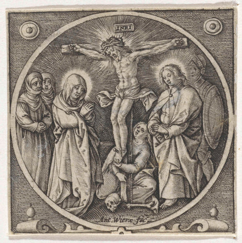 Crucifixion of Christ, Antonie Wierix (II), 1565 - before 1619 Canvas Print